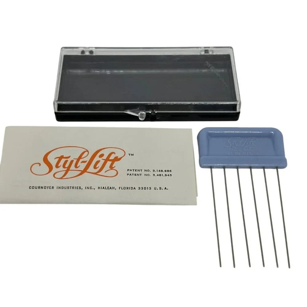 VTG Styl-Lift Hair Styling Tool Cournoyer 6-Prong Lift Comb Case USA Collectible